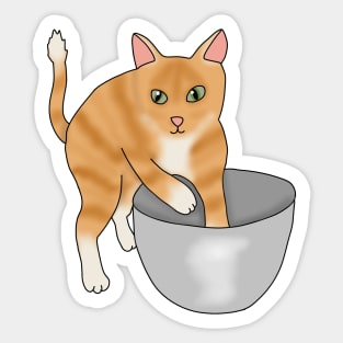 Kitty baking (fluffy orange cat) Sticker